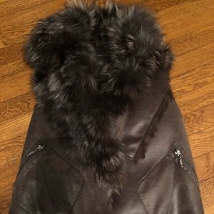 BCBG Max Fur Suede Vest